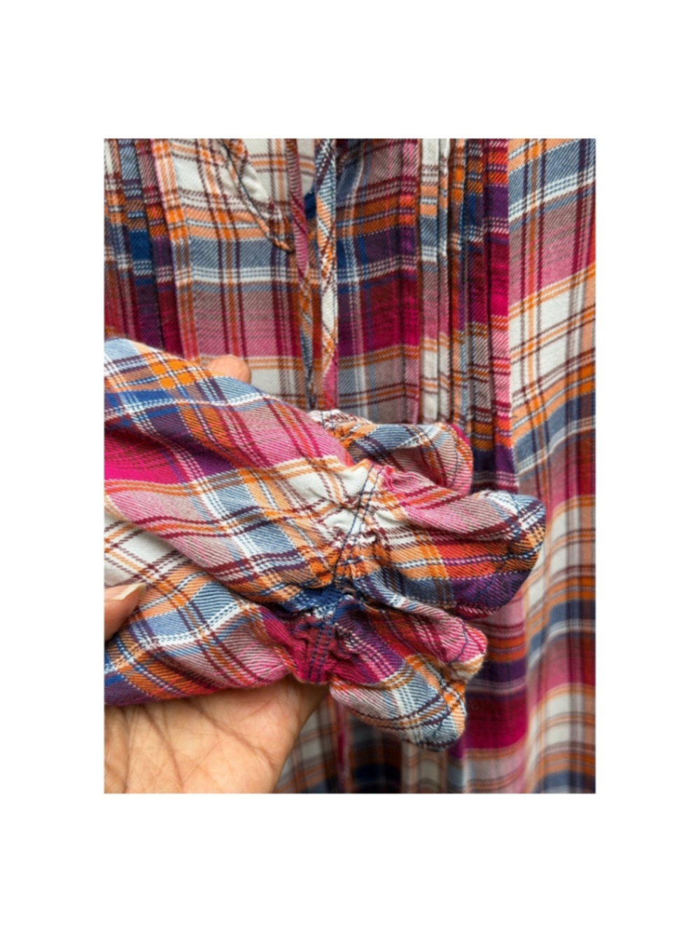 Ruby Rd. Plaid Red White Tassel Tie Neck Long Sleeve Blouse Sz. XL - Picture 4 of 5